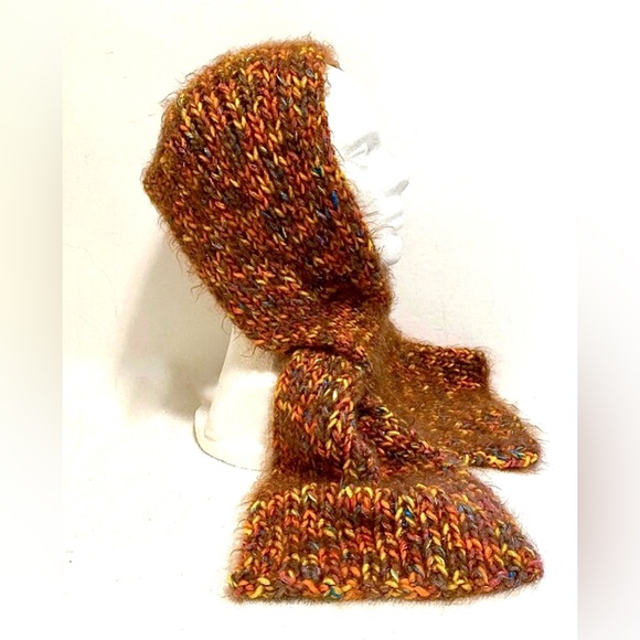 NWT Hand Knit Thick Chunky and Soft Thread Through Scarf in Autumn Colors - Picture 3 of 10